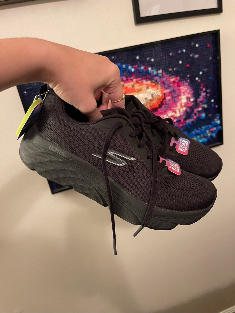 Skechers Women's Black Ultra Go Lace-Up Athletic Sneakers
